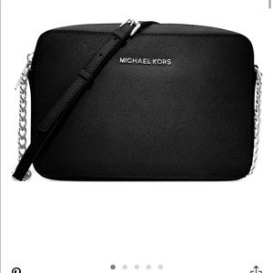 Michael kors black crossbody with silver hardware